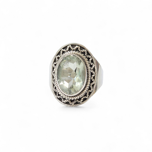 Green Amethyst Size 9 Ring (Sterling Silver 925)