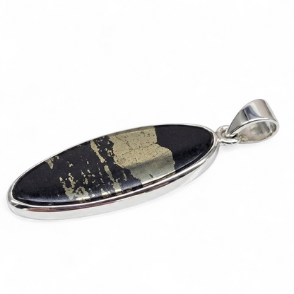 The Alchemist's Shield: "Healer's Gold" (Pyrite in Magnetite) Pendant (Sterling Silver 925)