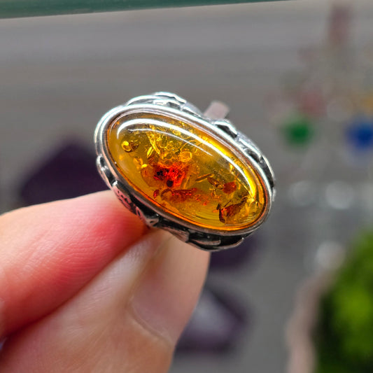 Baltic Amber Size 10 Ring (Sterling Silver 925)