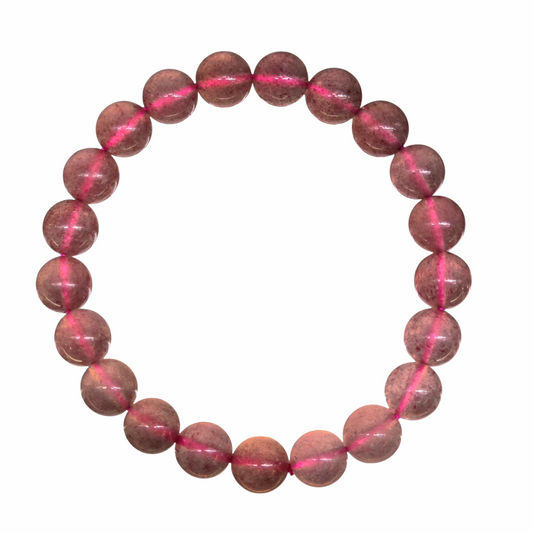 The Heart’s Awakening: Natural Strawberry Quartz Bead Bracelet (8mm Beads · 16.5cm)