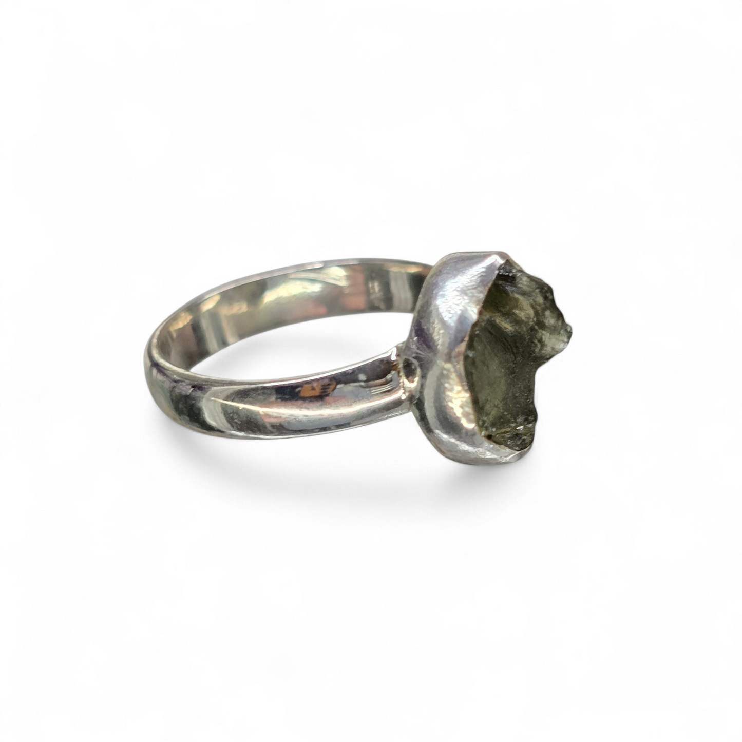 Moldavite Size 6.5 Ring #2 (Sterling Silver 925)