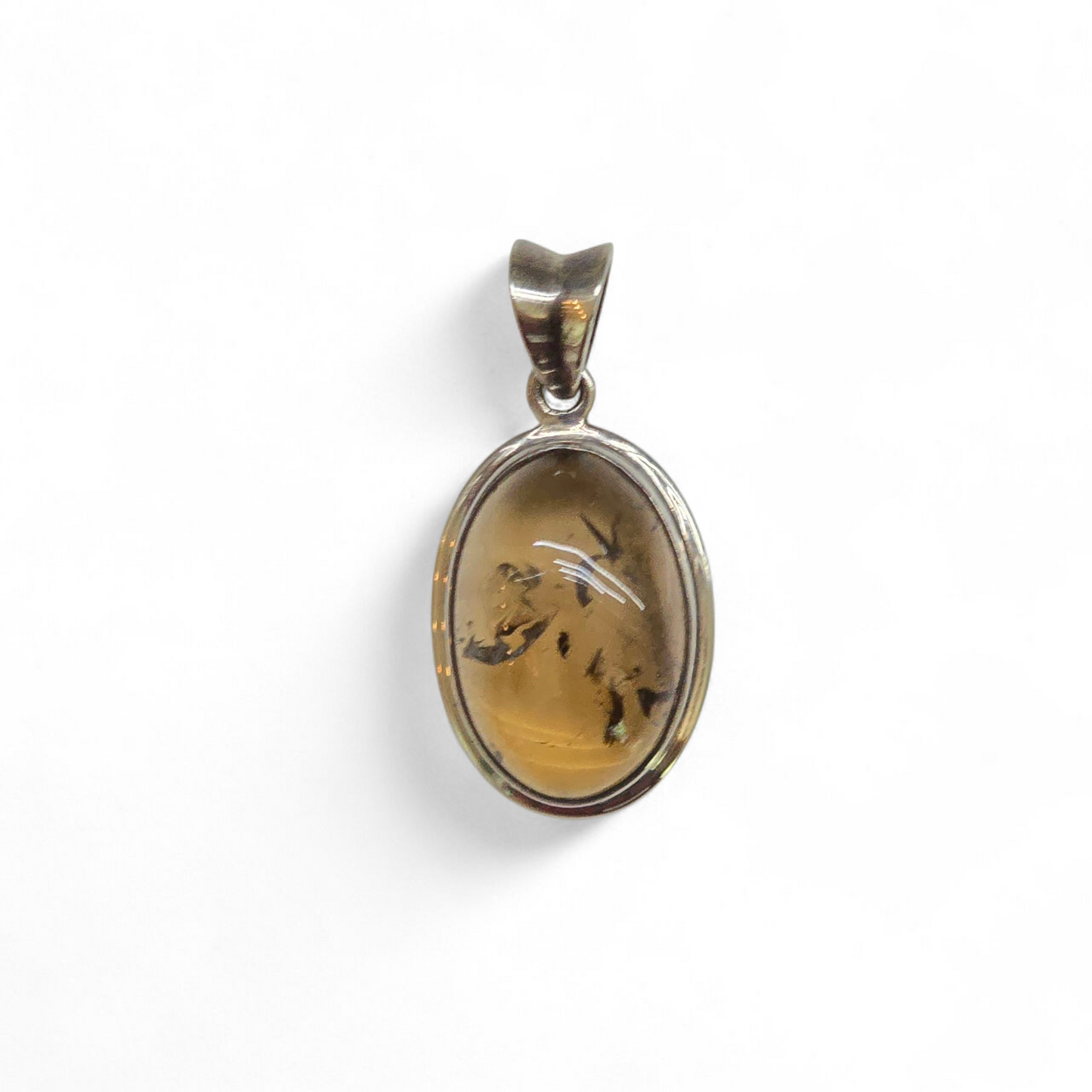 Oval Smoky Citrine with Inclusion 925 Sterling Silver Pendant