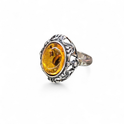 Baltic Amber Size 9 Ring (Sterling Silver 925)