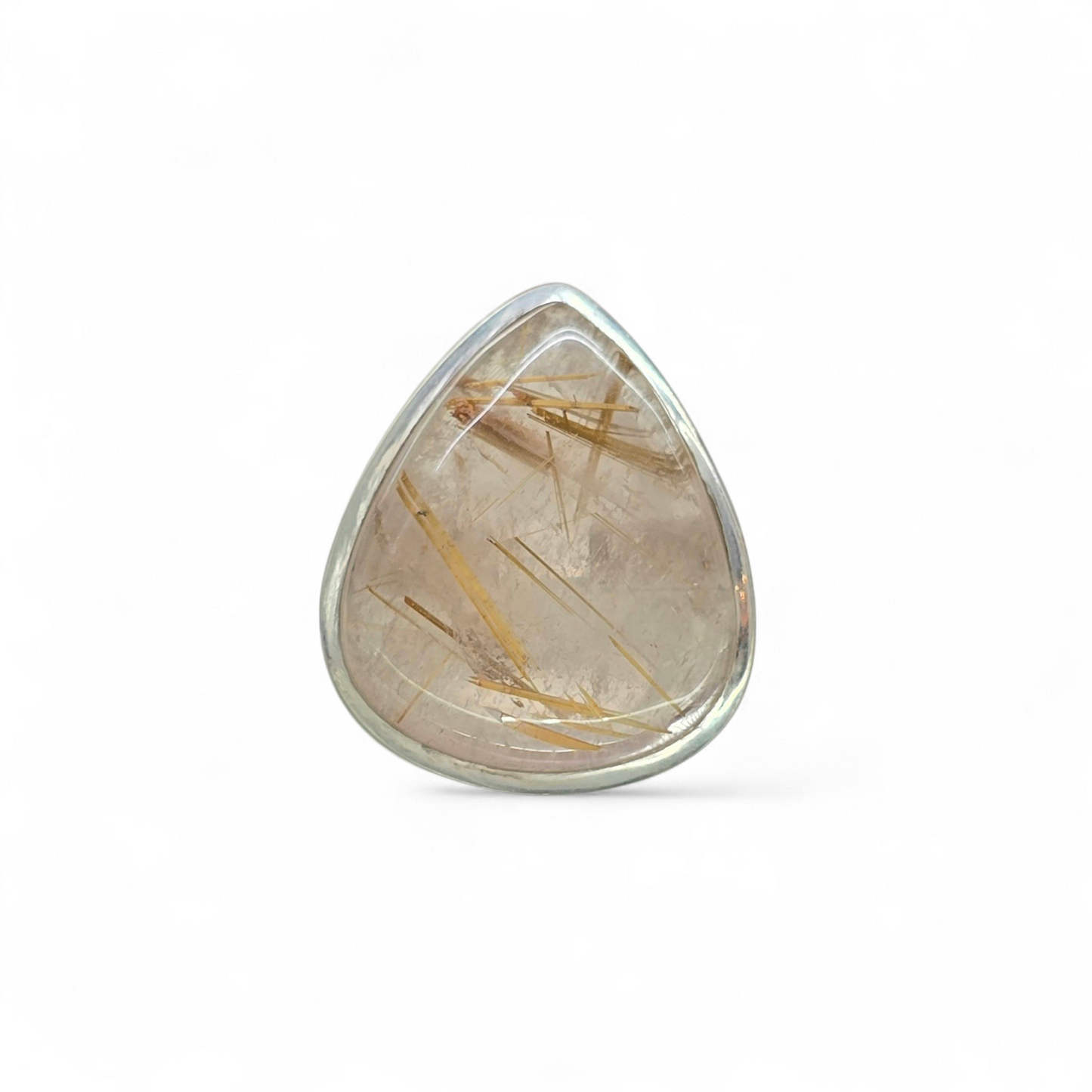 Golden Rutilated Quartz Size 7 Ring #3 (Sterling Silver 925)