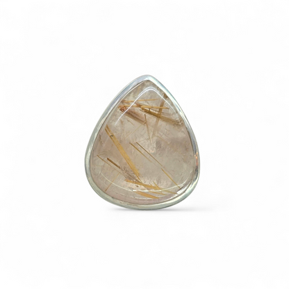 Golden Rutilated Quartz Size 7 Ring #3 (Sterling Silver 925)