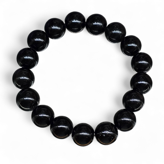 The Void Shield: Natural Black Obsidian Bead Bracelet (10mm Beads · 17cm)