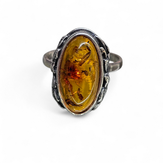 Baltic Amber Size 10 Ring (Sterling Silver 925)