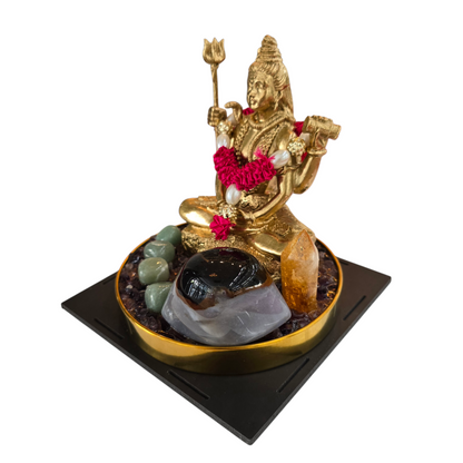 Lord Shiva Meditative Statue with Crystal Energy Base