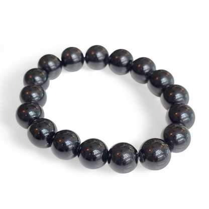 The Void Shield: Natural Black Obsidian Bead Bracelet (10mm Beads · 17cm)