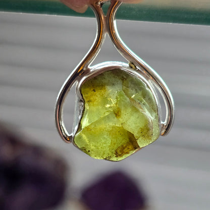 Raw Peridot Pendant (Sterling Silver 925)