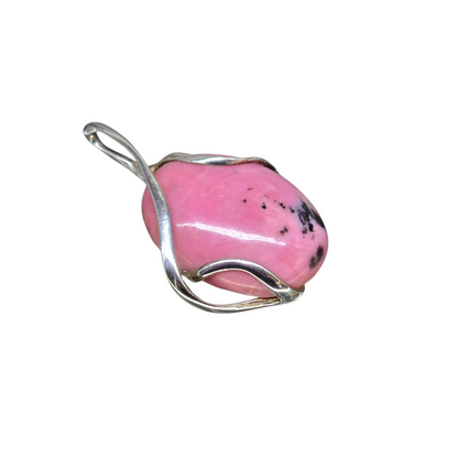 The Rosy Anchor: Organic Rhodonite "Rescue" Pendant (Sterling Silver 925)