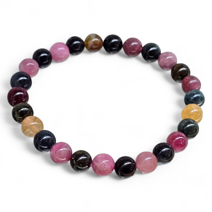The Full Spectrum: Natural Mixed Tourmaline Bead Bracelet (8mm Beads · 16.5cm)