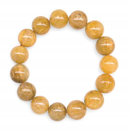 Premium Golden Rutilated Quartz Bracelet (Approx. 13.5mm - 21cm)