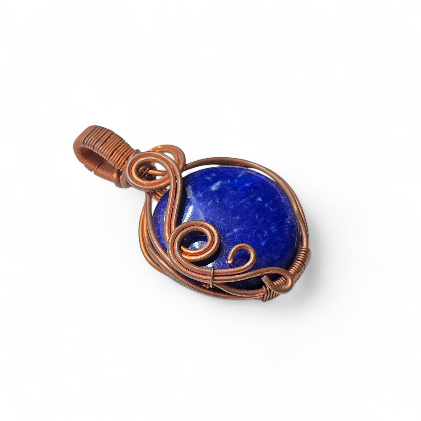 Handmade Copper-Wired Lapis Lazuli Pendant