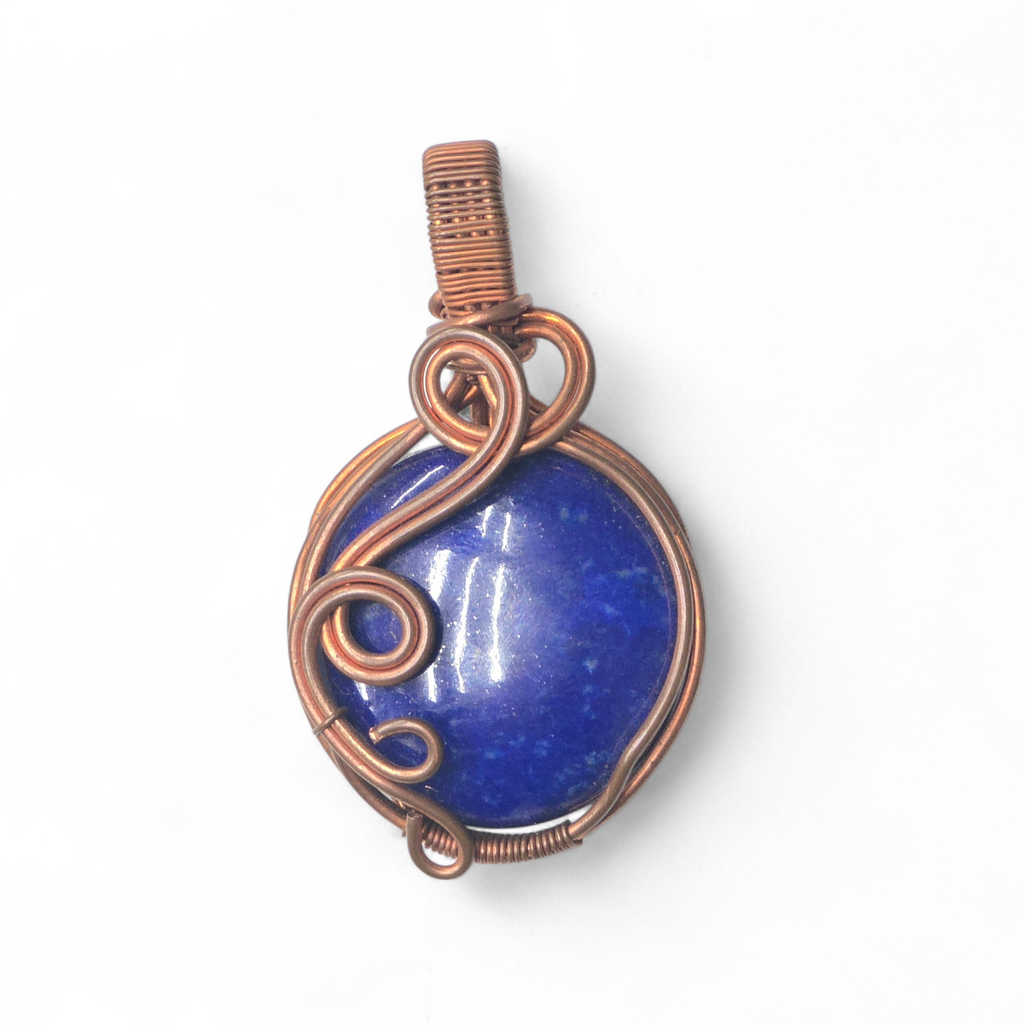 Handmade Copper-Wired Lapis Lazuli Pendant