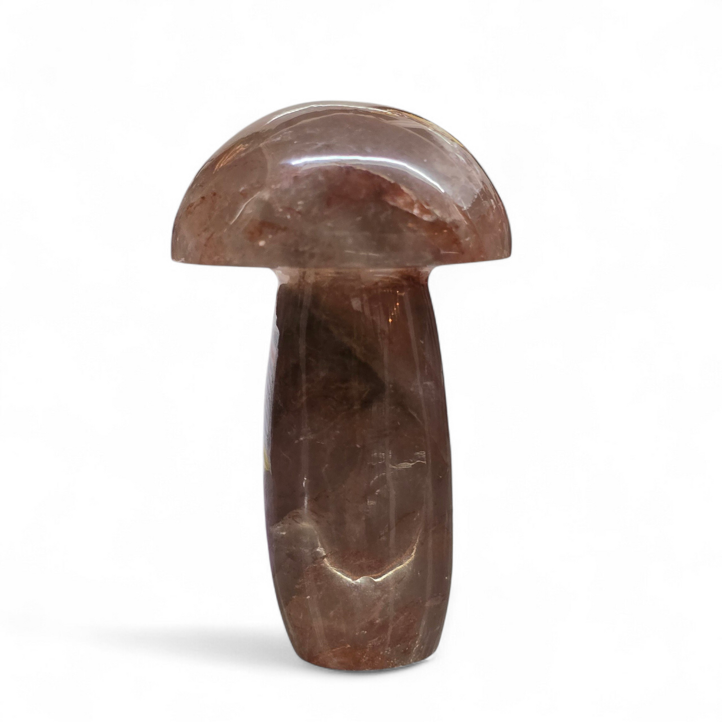 The Forest Anchor: Natural Fire Quartz Mushroom Carving (approx. 75mm)