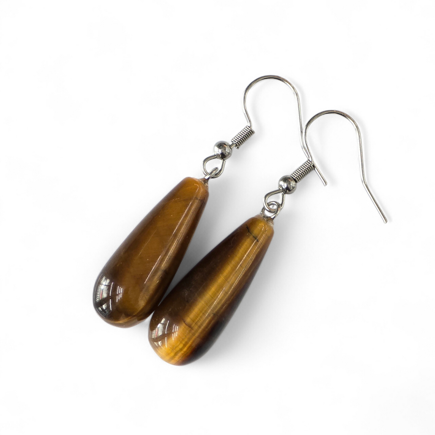 Tiger's Eye Torpedo-Shaped Earrings