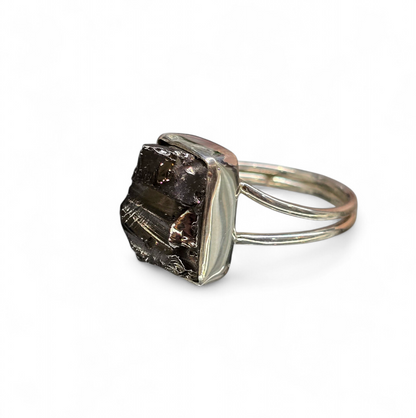 Raw Shungite Size 8.5 Ring #2 (Sterling Silver 925)