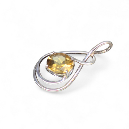 The Golden Infinity: Citrine "Flow" Pendant (Sterling Silver 925)