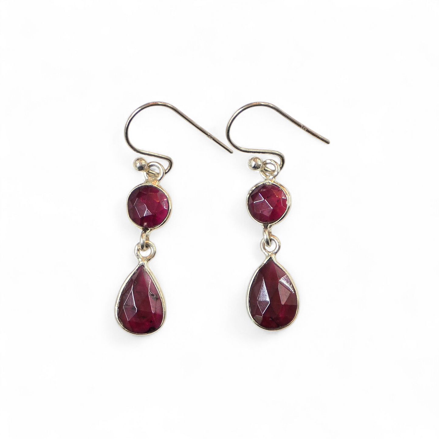 Garnet Earrings (Sterling Silver 925)