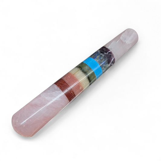 7 Chakra Rose Quartz Wand (approx. 130mm)