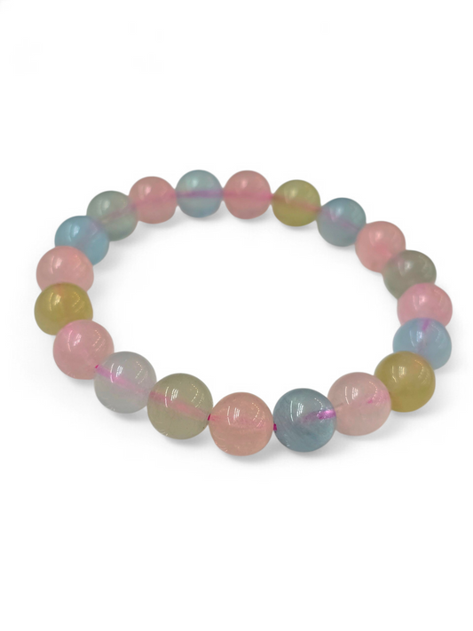 Softness and Light: Multi-Beryl Morganite Bracelet (10mm Beads · 18cm)