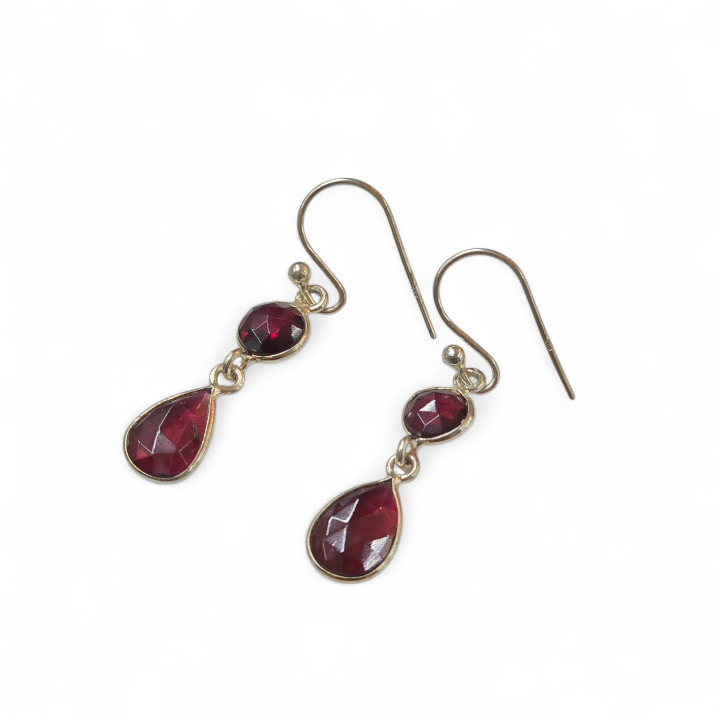 Garnet Earrings (Sterling Silver 925)