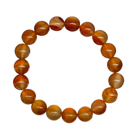 The Spark of Action: Natural Carnelian Bead Bracelet (10mm Beads · 16.5cm)