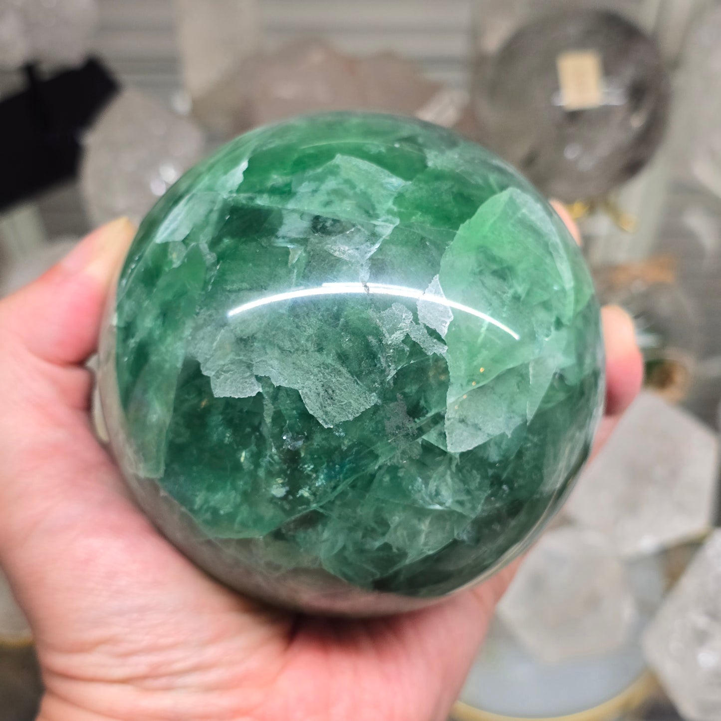 Green Fluorite Sphere (Premium Grade - 93mm dia.)