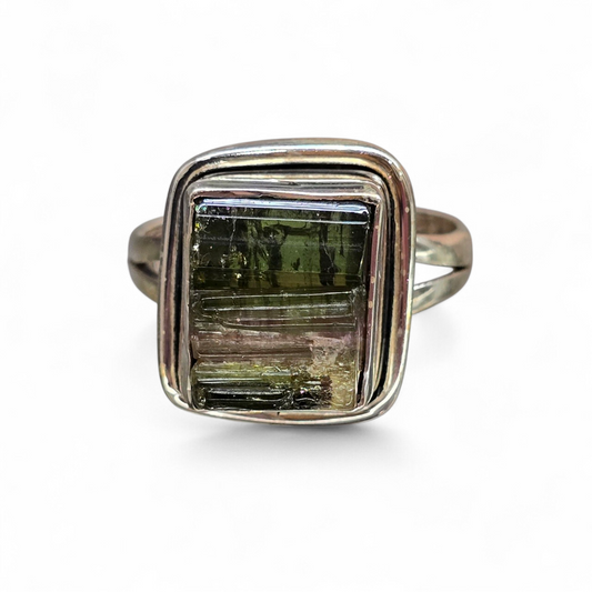 Green Tourmaline Size 10 Ring (Sterling Silver 925)
