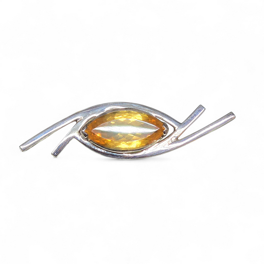 The Golden Gaze: Marquise Citrine "Visionary" Pendant (Sterling Silver 925)