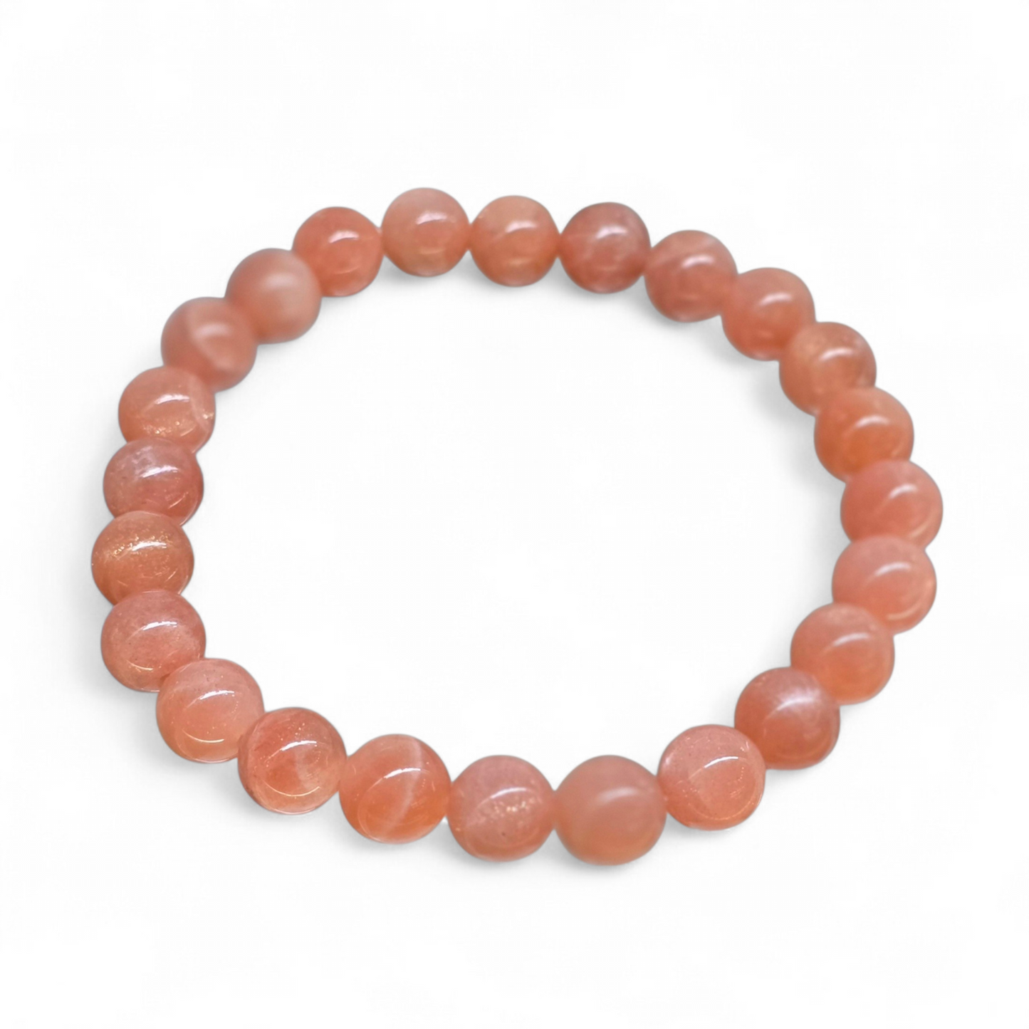 The Goddess Glow: Natural Red Moonstone Bead Bracelet (8mm Beads · 17cm)