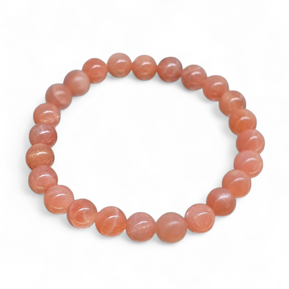 The Goddess Glow: Natural Red Moonstone Bead Bracelet (8mm Beads · 17cm)