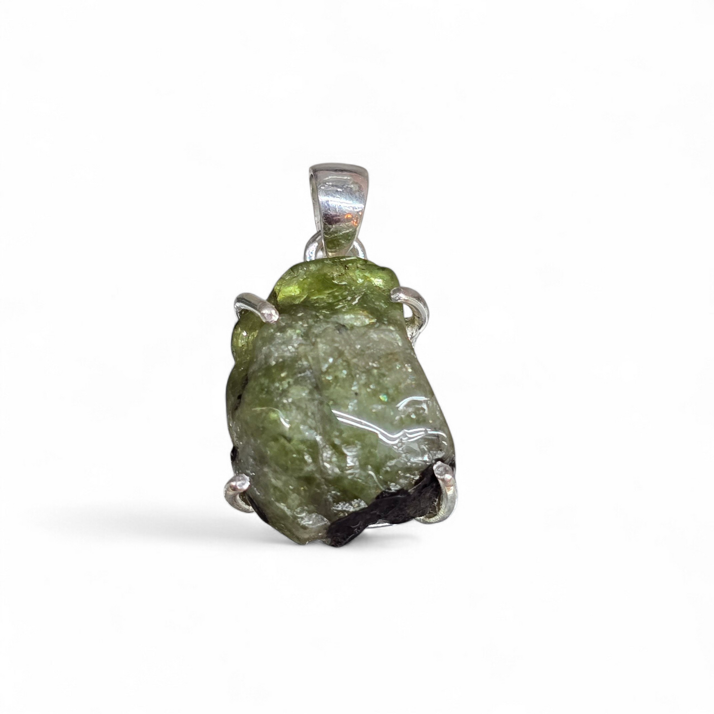 Raw Peridot Pendant #2 (Sterling Silver 925)