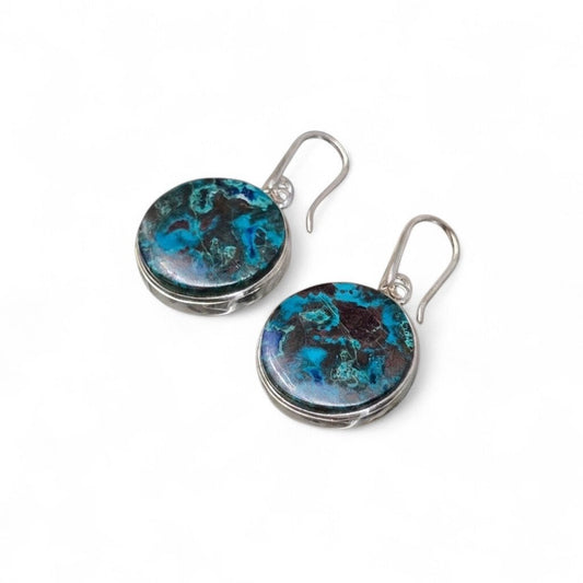The Oceanic Oracle: Natural Chrysocolla "Truth" Earrings (Sterling Silver 925)
