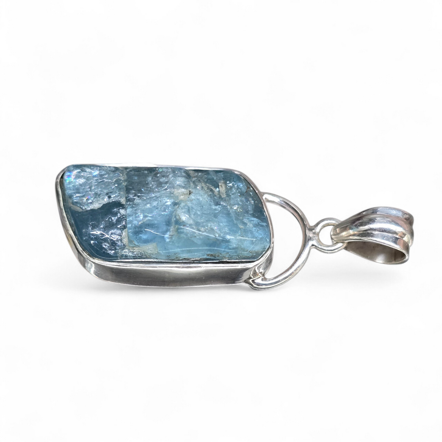 Raw Aquamarine Pendant (Sterling Silver 925)