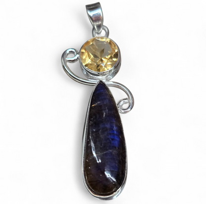 Labradorite with Citrine Pendant (Sterling Silver 925)