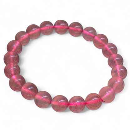 The Heart’s Awakening: Natural Strawberry Quartz Bead Bracelet (8mm Beads · 16.5cm)