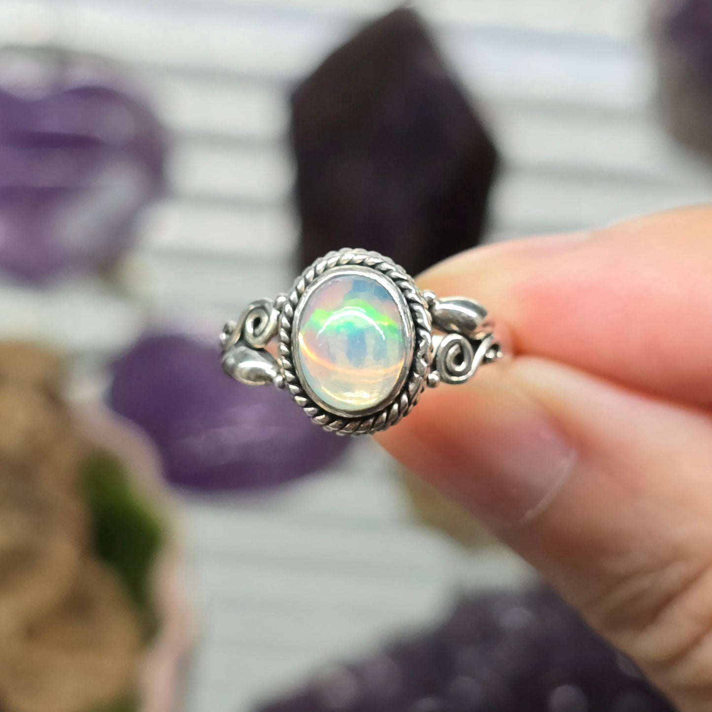 Ethiopian Opal Size 9 Ring (Sterling Silver 925)
