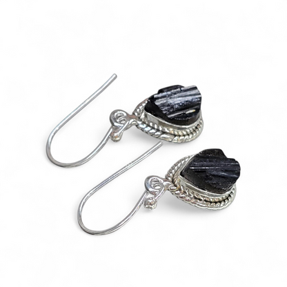 Black Tourmaline Earrings (Sterling Silver 925)