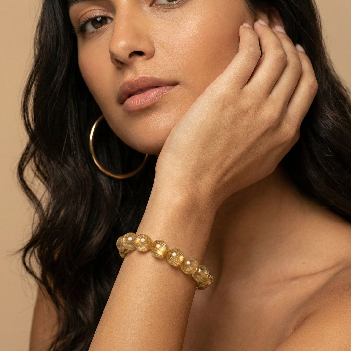 Premium Golden Rutilated Quartz Bracelet (Approx. 13.5mm - 21cm)