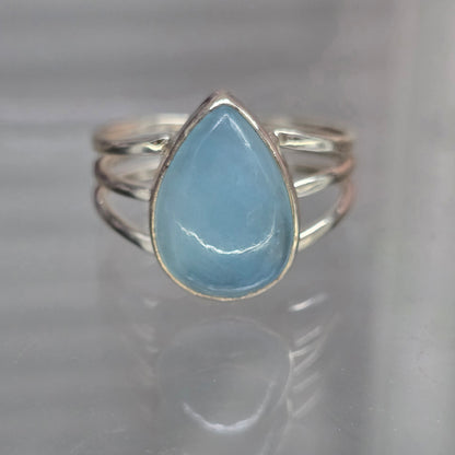 Aquamarine Size 8.5 Ring (Sterling Silver 925)