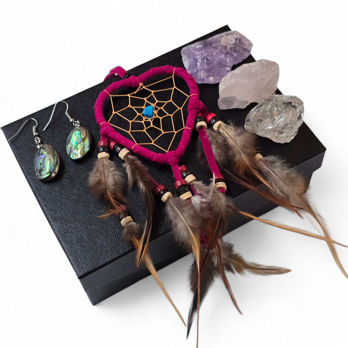 The Heart & Harmony Gift Box: Crystal, Jewelry & Dreamcatcher Set