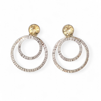 Citrine Ring Earrings (Sterling Silver 925)