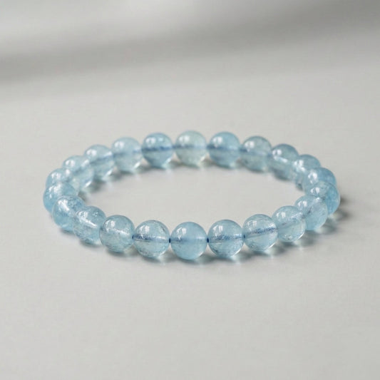 Aquamarine Bracelet (Approx. 7mm Beads · 17cm)