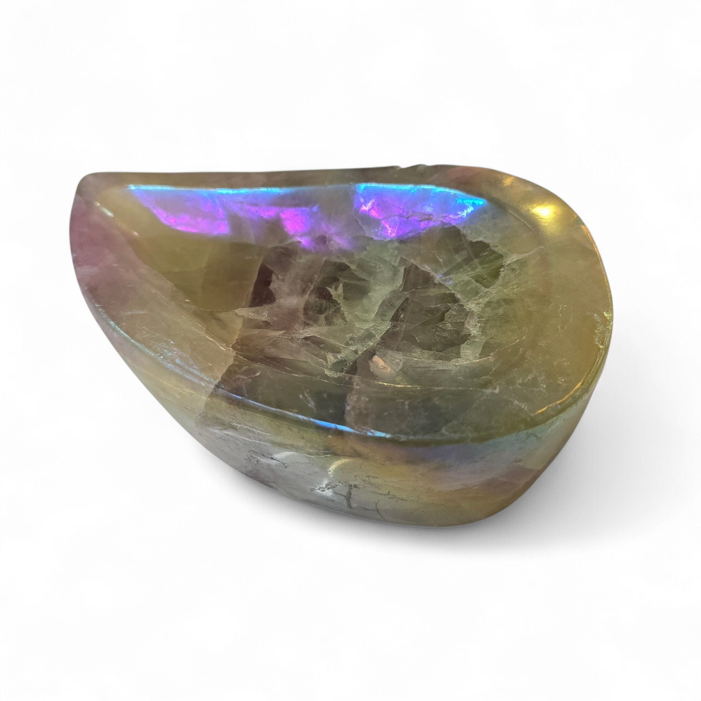 Angelic Clarity: Angel Aura Fluorite Teardrop Bowl (S)