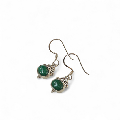 Malachite Earrings (Sterling Silver 925)