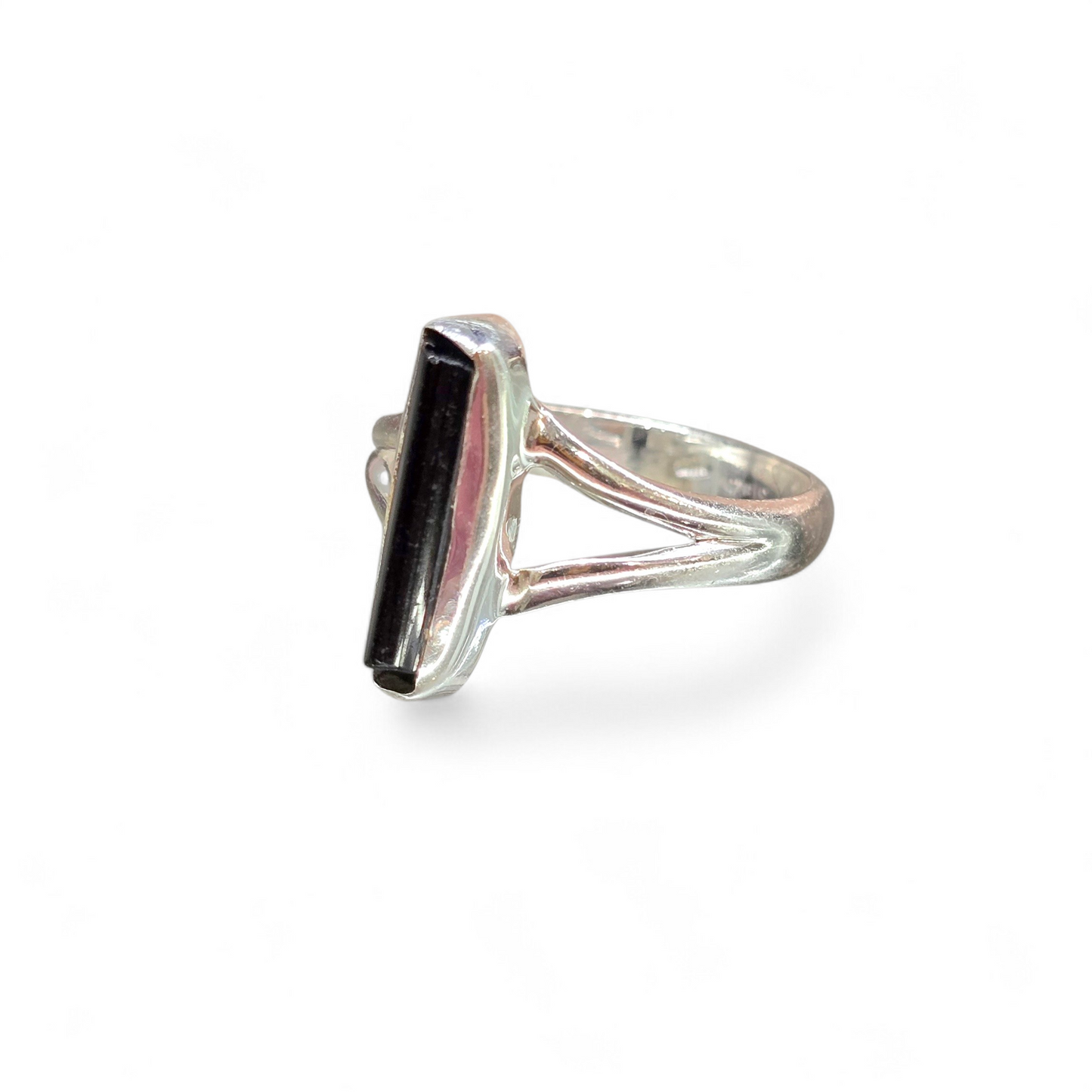 Black Tourmaline Size 8 Ring #2 (Sterling Silver 925)