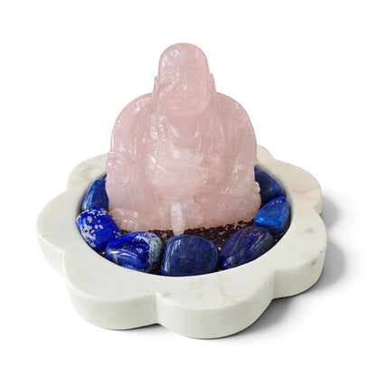The Manifestation of Joy: Rose Quartz Happy Buddha Crystal Grid