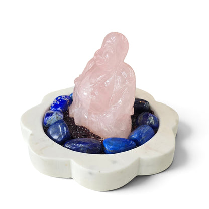 The Manifestation of Joy: Rose Quartz Happy Buddha Crystal Grid